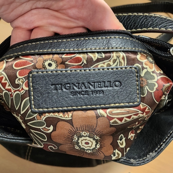 Tignanello Genuine Black Leather Crossbody Handbag Y2K - Picture 7 of 10